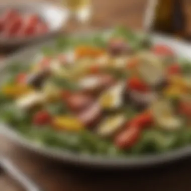 Vibrant Garden Salad at Olive Garden Fresh garden salad with vibrant vegetables and olive oil dressing