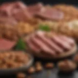 A vibrant assortment of high protein food sources including lean meats and nuts
