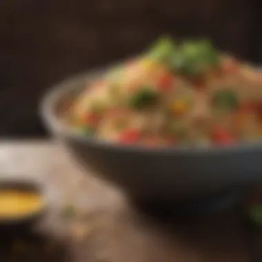 A creative bowl of quinoa mixed with various vegetables and chickpeas.