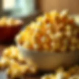Delightful Low-Calorie Popcorn Variety A bowl of vibrant low-calorie popcorn with various seasonings