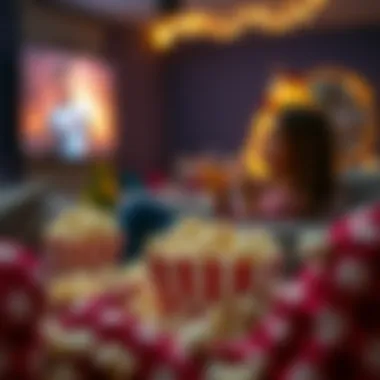 Guilt-Free Movie Night with Popcorn A cozy setup for enjoying popcorn while watching a movie