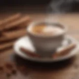 A steaming cup of low carbs coffee with a sprinkle of cinnamon