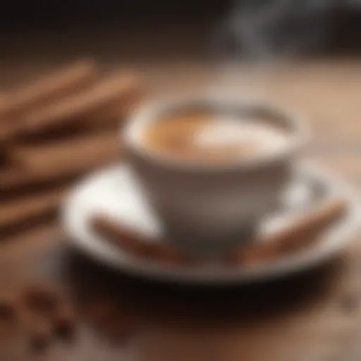 A steaming cup of low carbs coffee with a sprinkle of cinnamon