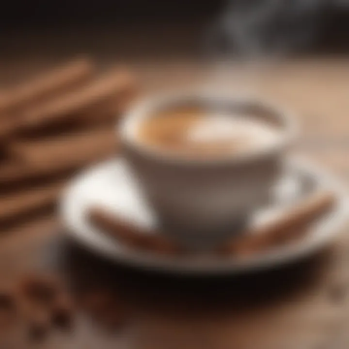 A steaming cup of low carbs coffee with a sprinkle of cinnamon