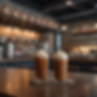 Coffee Shop Ambiance with Nitro Cold Brew A serene coffee shop setting with nitro cold brew on the counter.