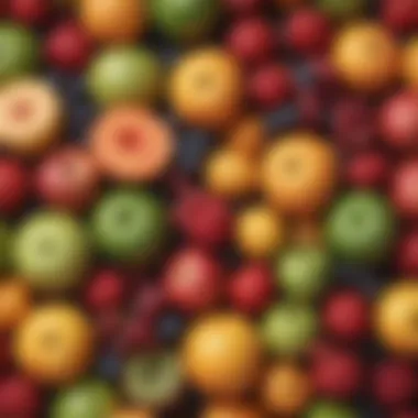 Textures and Colors of Healthy Fruits Close-up of a variety of fruits showcasing their textures and colors