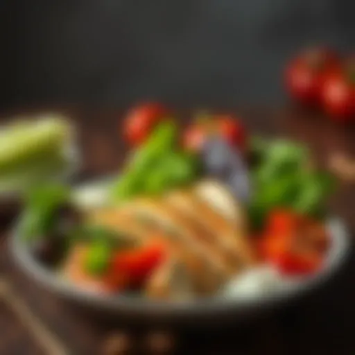 Nutrient-Dense Meal for Weight Loss Nutrient-dense meal showcasing vibrant vegetables and lean protein