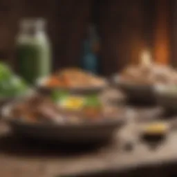 Nutrient-rich prepared protein meals displayed elegantly