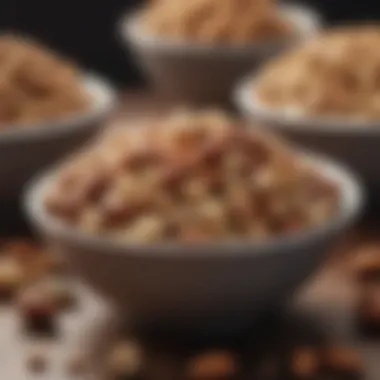 Diverse Nut and Seed Options An assortment of nuts and seeds in decorative bowls, showcasing their variety