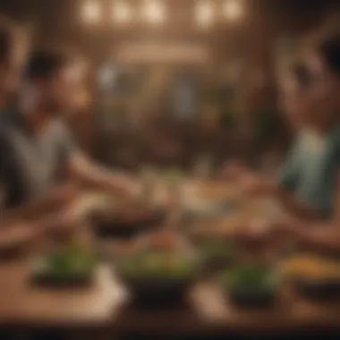 A group of friends enjoying a meat-free meal together