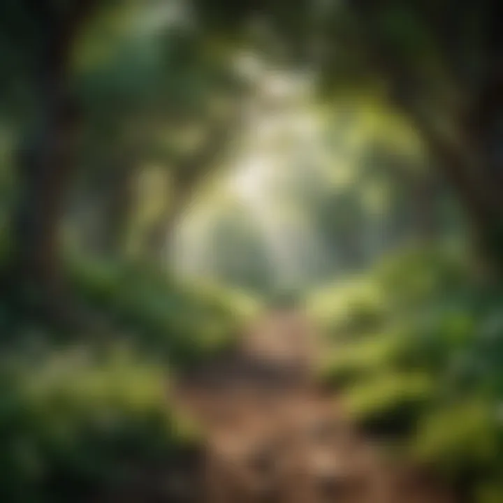A serene landscape with lush greenery and wildlife