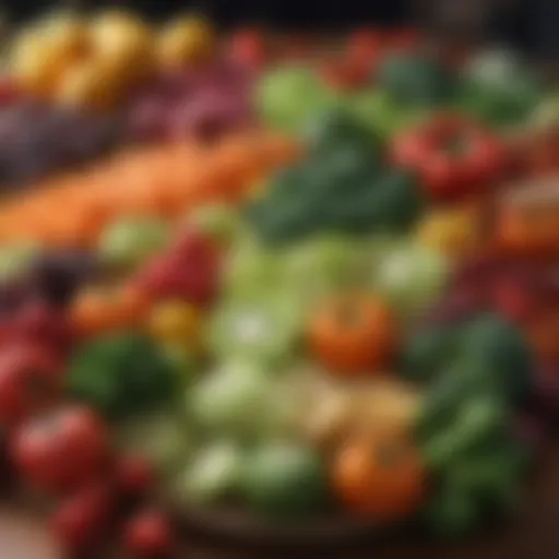 Colorful array of fresh vegetables and fruits representing a balanced diet