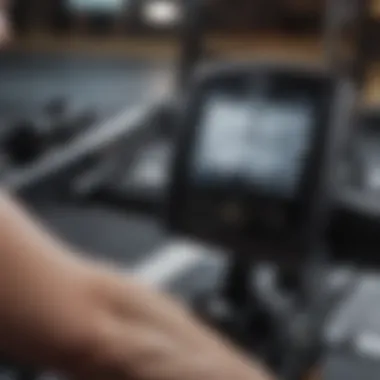 Close-up of rowing machine technology display