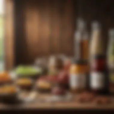 A selection of fermented foods rich in probiotics on a wooden table