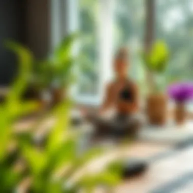 A serene setting showcasing relaxation techniques such as yoga or meditation for overall health.
