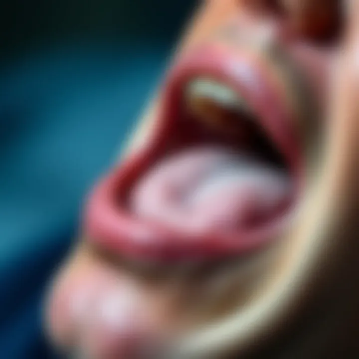 Close-up of a person experiencing dry mouth
