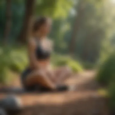 Mindful Exercise Routine A serene outdoor setting with an individual engaging in mindful exercise
