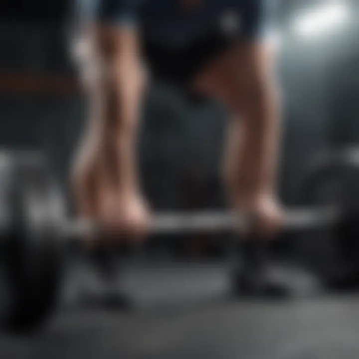 A close-up of a person performing a deadlift with focus on form