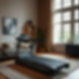 A compact foldable treadmill in a modern living room