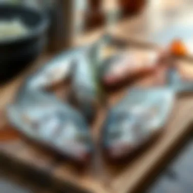 Assorted Fish Species An assortment of fish on a wooden platter highlighting diverse species