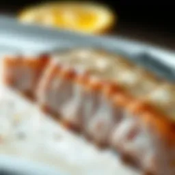 A close-up of a nutrient-rich fish fillet showcasing its flaky texture