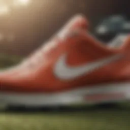 Close-up view of the Nike Victory Golf Shoe showcasing its unique design and materials.