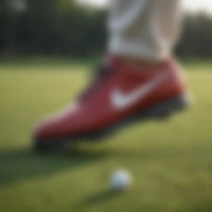 A golfer wearing the Nike Victory Golf Shoe on the course highlighting its performance.