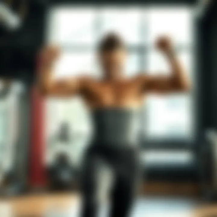 Demonstration of a fitness enthusiast using the waist trimmer during a workout.