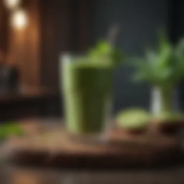 Refreshing Matcha Smoothie A glass of matcha smoothie with fresh ingredients