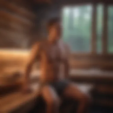 A serene individual enjoying a sauna session for relaxation