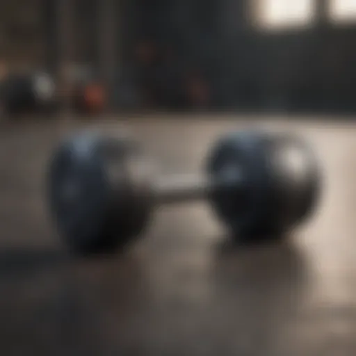 Dumbbell weights in various materials on a gym floor