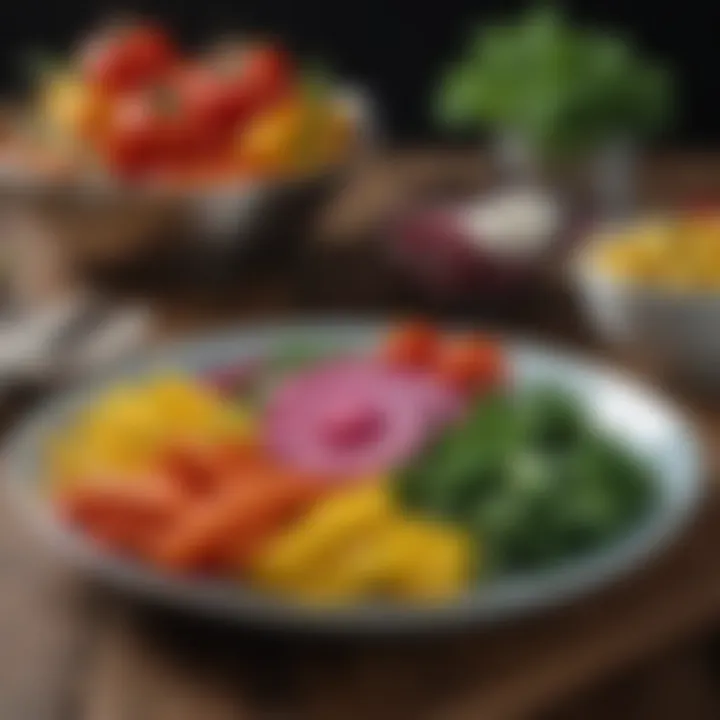 A colorful plate of vegetables highlighting vitamin sources