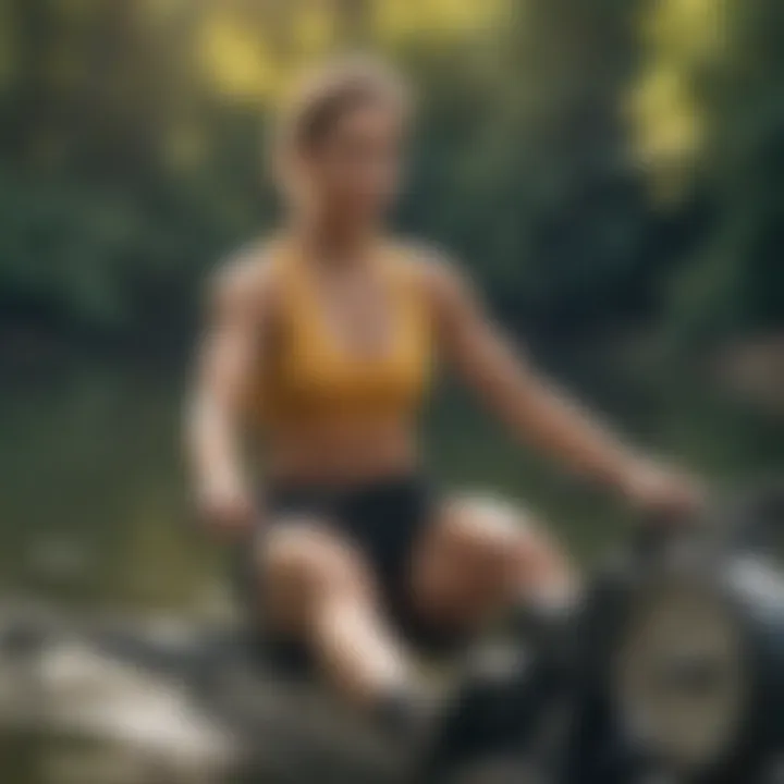 A person using a rowing machine outdoors, enjoying the exercise