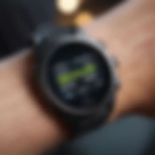 A close-up of a fitness watch displaying running metrics