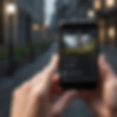 Analyzing Performance with a Fitness App An athlete analyzing performance data on a smartphone app