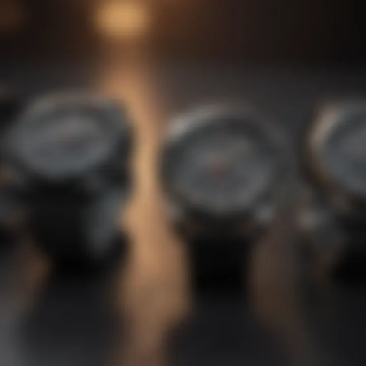 A variety of fitness watches laid out on a surface