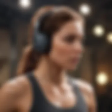 Person using sweat-resistant headphones during an intense workout