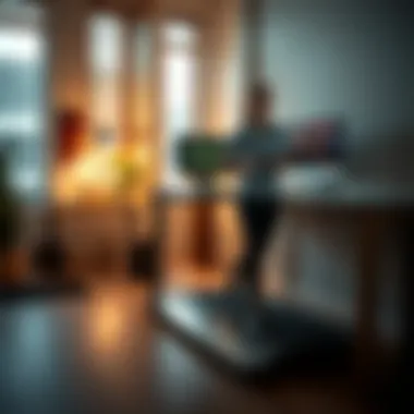 Seamless Workspace Integration User integrating a treadmill into a workspace