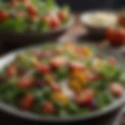A vibrant salad with leafy greens and tomatoes