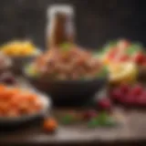 A colorful array of nutrient-dense foods essential for muscle building