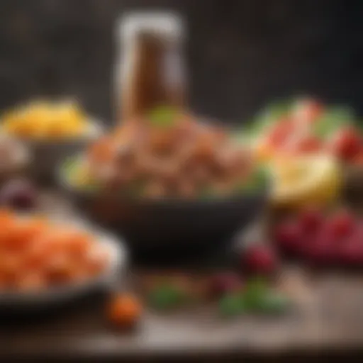 A colorful array of nutrient-dense foods essential for muscle building