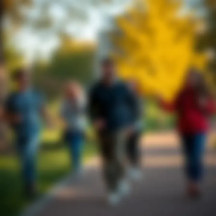 Social Walking Experience A group of friends enjoying a walk in the park