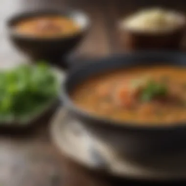 A hearty bean and lentil soup garnished with fresh cilantro