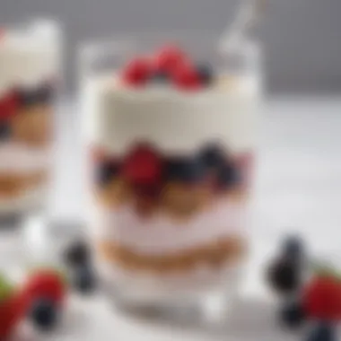 A delicious yogurt parfait layered with berries and oats