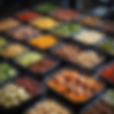 Healthy Meal Prep Assortment An assortment of colorful meal prep containers filled with healthy lunch options.