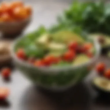 Vibrant Salad Bowl for Weight Loss A vibrant salad bowl filled with leafy greens, cherry tomatoes, and avocados.