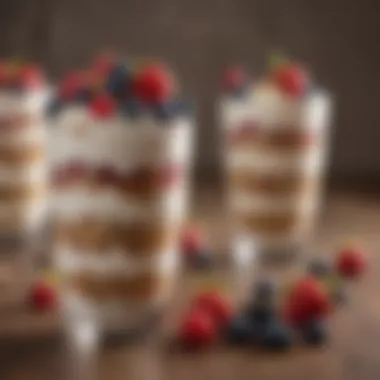 Yogurt Parfait: A Delicious Snack Option Creamy yogurt topped with berries and granola in a clear glass