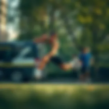 Urban High Intensity Workout Dynamic high intensity workout in an urban park setting