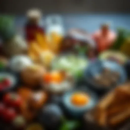 Diverse Protein-Rich Food Selection A vibrant assortment of high protein foods arranged aesthetically, showcasing their nutritional value.