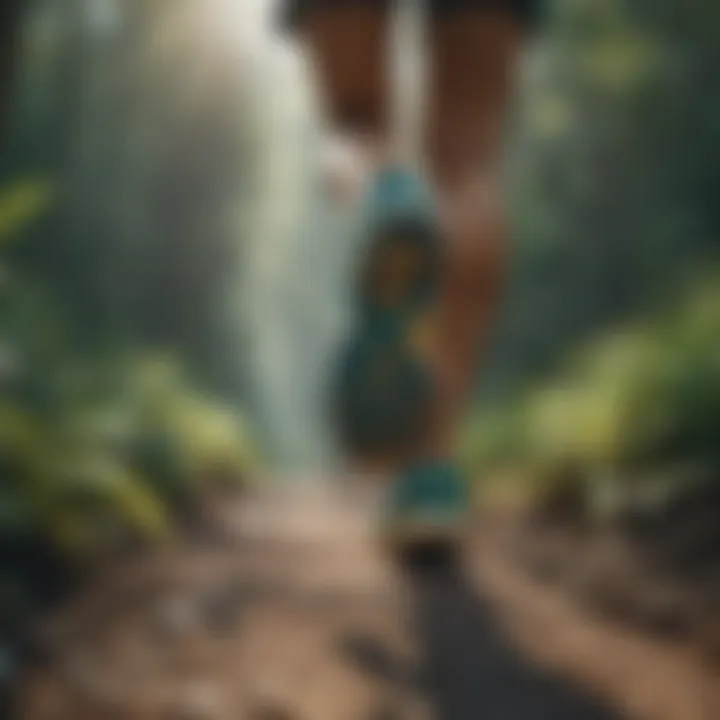 Runner wearing Hoka sneakers on a trail